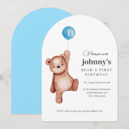 Invitación Teddy Bear Boy Primera fiesta de cumpleaños
