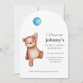 Invitación Teddy Bear Boy Primera fiesta de cumpleaños