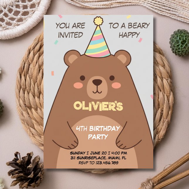 Invitación Teddy bear brown any age birthday invitation (Subido por el creador)