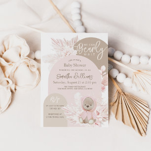 Invitación Teddy Bear Chica Boho moderno Baby Shower