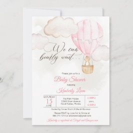 Invitación Teddy Bear Chica de globo aerostático Baby Shower