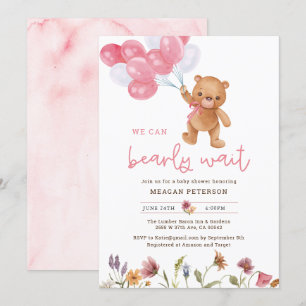 Invitación Teddy Bear Chica Podemos Esperar A Baby Shower
