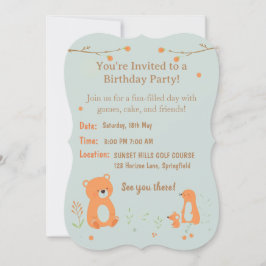 Invitación Teddy Bear Childish Birthday Invitation Card 