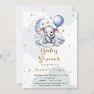 Invitación Teddy Bear Cloud Moon Stars Buzón Baby Shower