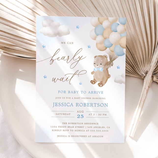 Invitación Teddy Bear con Blue Balloons Baby Shower (Subido por el creador)