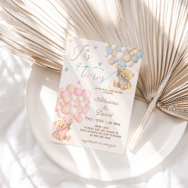 Invitación Teddy Bear con los gemelos temáticos Chico y Chica