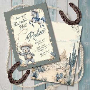Invitación Teddy Bear Cowboy Horse Rodeo Cumpleaños
