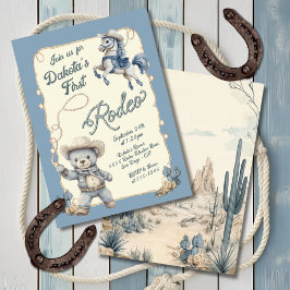 Invitación Teddy Bear Cowboy Horse Rodeo Cumpleaños