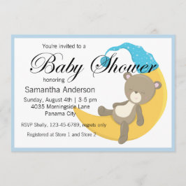 Invitación Teddy Bear en Crescent Moon Baby Shower