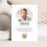 Invitación Teddy Bear Face - Fotos Cumpleaños<br><div class="desc">¡Un diseño de cara de oso dulce,  perfecto para el fiesta de picnic de tu oso de peluche! Puedes añadir tu propia foto a este diseño.</div>