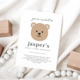 Invitación Teddy Bear Face Primer Cumpleaños