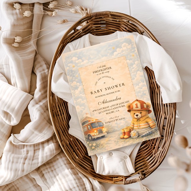 Invitación Teddy Bear Firefighter Baby Shower (Subido por el creador)