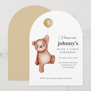 Invitación Teddy Bear First Birday Party