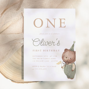 Invitación Teddy Bear First Birday Party
