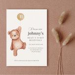 Invitación Teddy Bear First Birday Party<br><div class="desc">Invitación a la fiesta de cumpleaños del primer oso de Teddy</div>