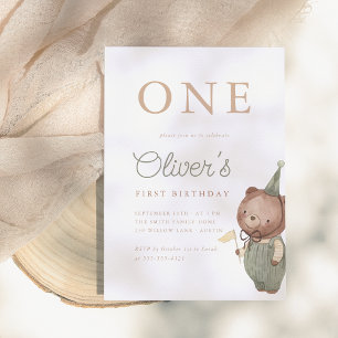 Invitación Teddy Bear First Birday Party