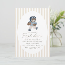 Invitación Teddy bear First Down Football First Birthday