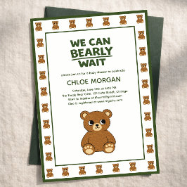 Invitación Teddy Bear Gender Neutral Minimalist Baby Shower