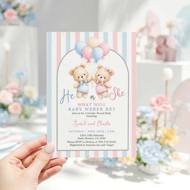 Invitación Teddy Bear Gender Reveal  (Subido por el creador)