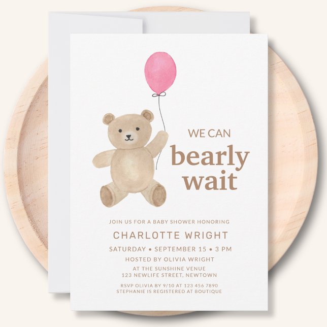Invitación Teddy Bear Girl Baby Shower (Subido por el creador)