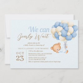 Invitación Teddy Bear globos Blue Baby Boy Shower