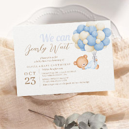 Invitación Teddy Bear Globos Watercolor Bebé Ducha