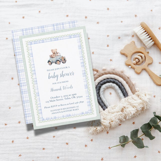 Invitación Teddy Bear Grandmillennial Baby Shower (Subido por el creador)