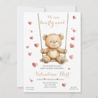 Invitación Teddy Bear Hearts Baby Shower Invitation
