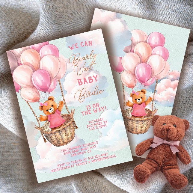 Invitación Teddy Bear Hot Air Balloon Baby Shower (Many matching item on this!)