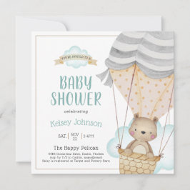 Invitación Teddy Bear Hot Air Balloon Baby Shower