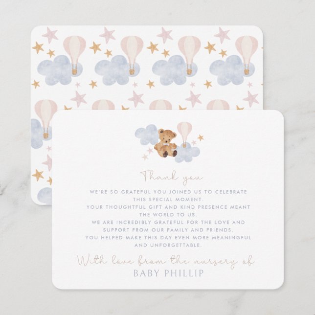 Invitación Teddy Bear & Hot Air Balloon, de la guardería de (Anverso / Reverso)