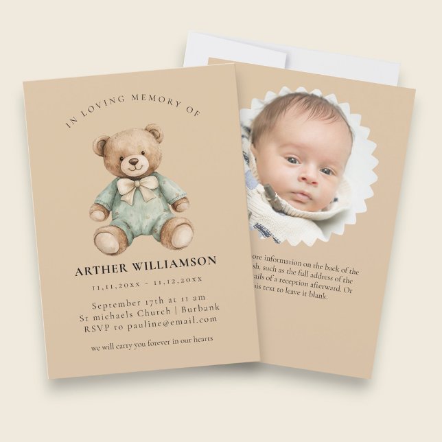 Invitación Teddy Bear "In Loving Memory" Infant Loss Memorial (Subido por el creador)