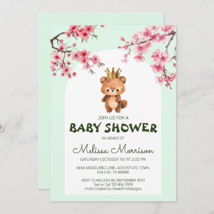 Invitación Teddy Bear King Sakura Baby Boy Shower
