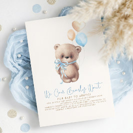 Invitación Teddy Bear Light Brown y Blue Boy Baby Shower