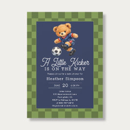 Invitación Teddy Bear Little Kicker Soccer Baby Shower