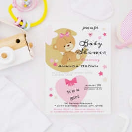 Invitación Teddy Bear Love Baby Girl Shower