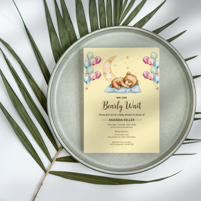 Invitación Teddy Bear Moon Baby Shower (Subido por el creador)