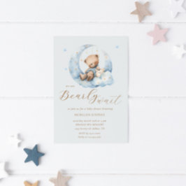 Invitación Teddy Bear Moon Bearly Wait Baby Shower