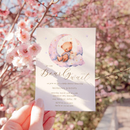 Invitación Teddy Bear Moon Bearly Wait Baby Shower