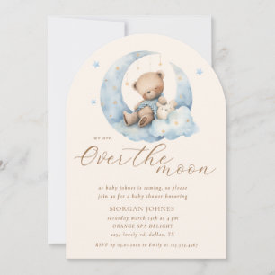 Invitación Teddy Bear Moon Over the Moon Baby Shower