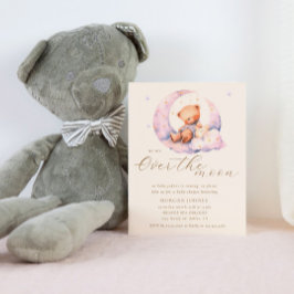Invitación Teddy Bear Moon Over the Moon Baby Shower
