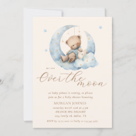 Invitación Teddy Bear Moon Over the Moon Baby Shower