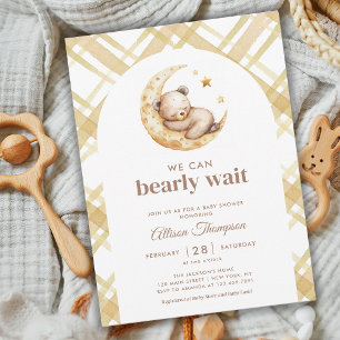 Invitación Teddy Bear Moon Sexo Neutral Baby Shower