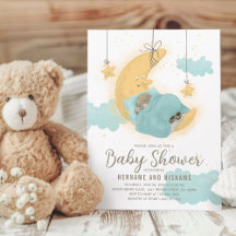 Teddy Bear Moon Stars Boy Baby Shower
