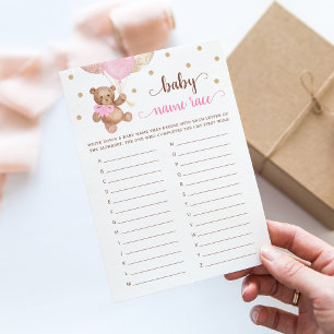 Invitación Teddy Bear Nace Race Baby Shower Game Card