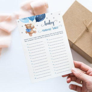 Invitación Teddy Bear Nace Race Baby Shower Game Card