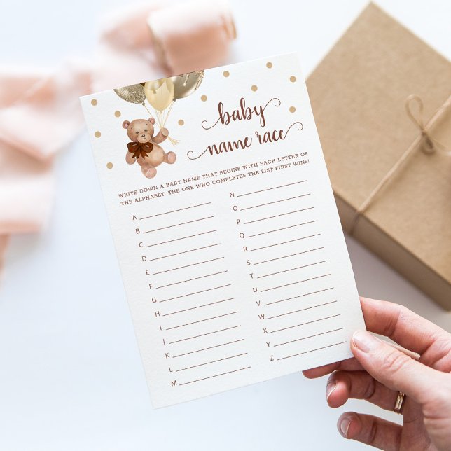 Invitación Teddy Bear Nace Race Baby Shower Game Card (Subido por el creador)
