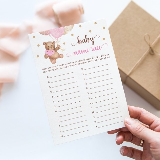 Invitación Teddy Bear Nace Race Baby Shower Game Card (Subido por el creador)