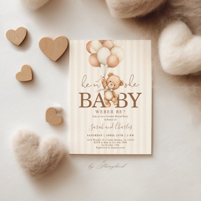 Invitación Teddy Bear Neutral Gender Reveal  (Subido por el creador)