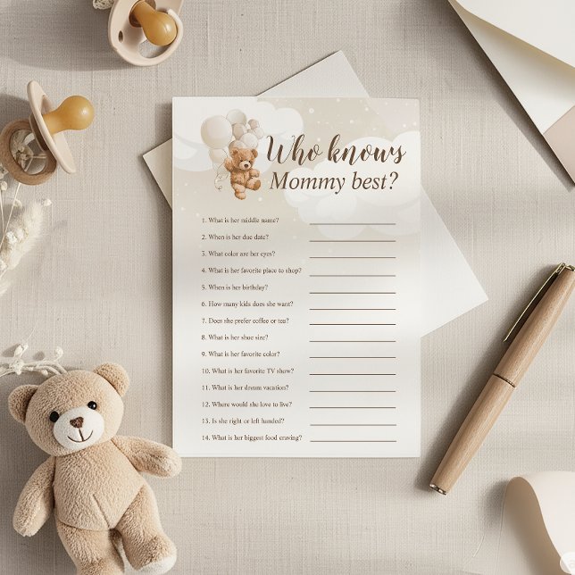 Invitación Teddy Bear Neutral que conoce a mamá mejor carta d (Subido por el creador)
